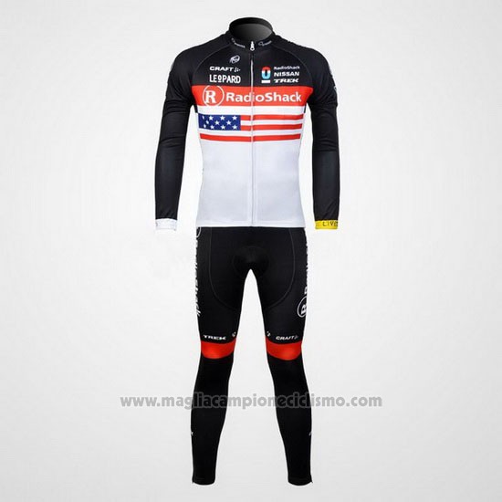 2012 Abbigliamento Ciclismo Radioshack Campione Stati Uniti Manica Lunga e Salopette